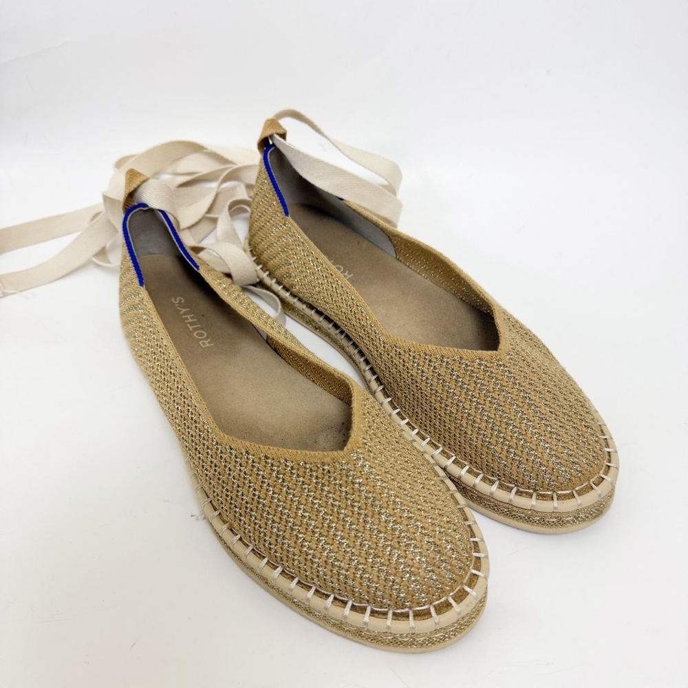 Rothy's The Espadrille Gold Stripe Size 10
